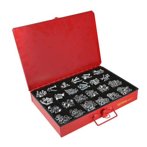 Heavy Duty Four Drawer Hardware Organizer With 2500 Piece Small Parts Kit Steel Cabinet With Removable Inside Trays open view