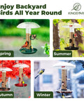 Outdoor Metal Bird Feeder That Hangs Easy On Deck With Oversized 11.5 Inch Protective Dome And 8 Inch Removable Tray Holds 3 Lbs Seed