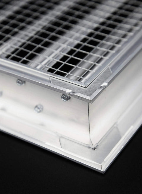 Close-up of Sturdy Exterior Gable Louver Vent, Aluminum Weatherproof Air Grille With Screen Mesh, 34 Wide By 24 High Duct Opening Size