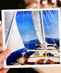 Six Pack Sailing Greeting Cards Featuring Gulet Sailboat Acrylic Art Blank Inside For Your Message Heavy Card Stock