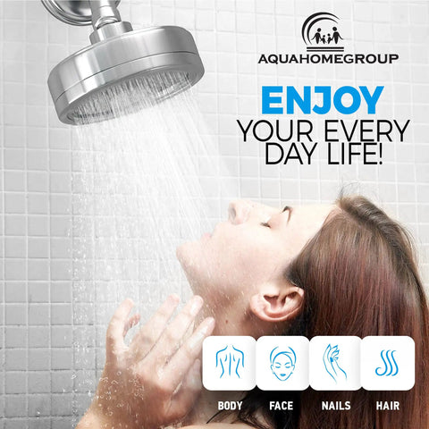 Vitamin C And Vitamin E Shower Filter Cartridge Two Pack Reduces Chlorine And Chloramine For Healthier Skin And Hair user shower scene