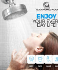 High Pressure Luxury Shower Head Filter With 15 Stage Hard Water Purification, Vitamin C And E Infusion, shown spraying water