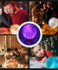 Lit Moon Lamp With Wood Stand Galaxy Night Light In 16 Colors USB Rechargeable Remote And Touch Control 5.9 Inch Safe PLA Material Ideal Gift