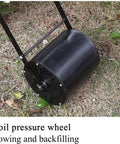 Walk Behind Garden Seeder With Clear Seed Storage Box And Nine Hole Sowing For Even Planting, soil pressure wheel on grass