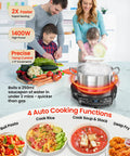 Family cooking with Portable Induction Cooktop With Probe, Diamond Edition, 91 Temp Settings, ideal for rapid heating and control.