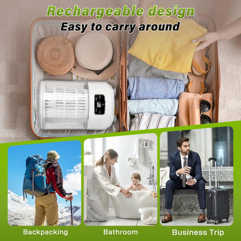 Straight Up Must Have 4 Liter Semi Automatic Mini Washing Machine With Blue Light Sanitizing And Rapid Spin Cycle in suitcase for travel.