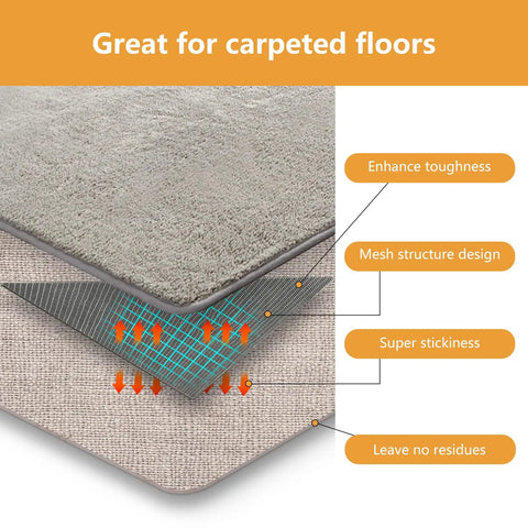 Non Slip Rug Grippers For Carpet And Hardwood Floors 12 Pack Ultra Strong Adhesive Mesh Rug Tape Pads cross-section diagram