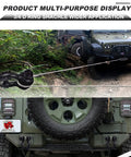 Off-road vehicle using Upgraded Snatch Block Three Quarters Inch D Ring Shackle 2 Pack With Towing Pulley on rugged terrain
