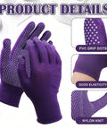 Two Pairs Of Quilting Gloves With PVC Anti Slip Dots In Purple For Free Motion Sewing Gardening And Outdoor Work Cut Resistant Berry Picking And Craft Projects One Size Fits Most