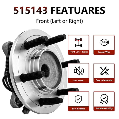 2WD Front Wheel Hub Bearing Replacement for 2011 2012 2013 2014 Ford F 150 Expedition Navigator Front Wheel Hub Assembly Direct Fit Premium QA Tested Now, featuring low noise and ABS sensor wire.