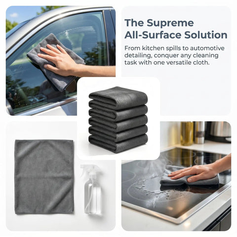 Must-Have Thick Reusable Microfiber Cloths For Kitchen And Car, Lint Free And Streak Free, 16 By 12 Inch, 5 Pack in use