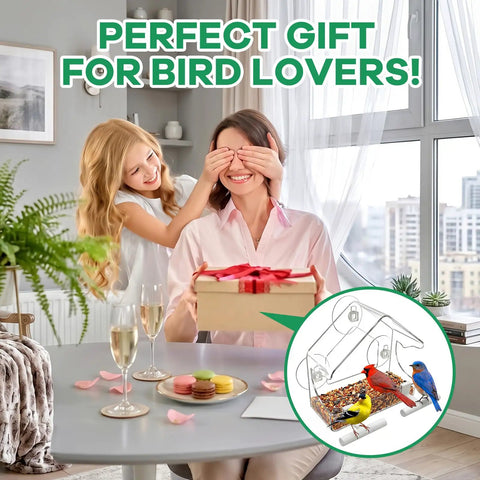 Clear Window Bird Feeder With Strong Suction Cups Acrylic Window Feeder For Your Garden And Yard Weatherproof Year Round Design For Easy Peasy Inside Bird Watching Gift For Kids And Seniors