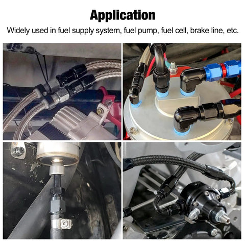 Beefy 6AN Female to 3/8 NPT Male Swivel Aluminum Fitting Black Anodized 6061-T6, High Pressure 1500 PSI, Wide Temperature Range -60C to 300C, Rugged Aluminum Quick Connect for Serious Performance Builds. Fuel line fitting on braided hoses and pump ports