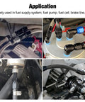 6AN Female To One Quarter Inch NPT Male Swivel Fitting Aluminum Black Anodized Two Pack For High Pressure Lines 1500 PSI Capacity Lightweight 6061 T6 Automotive Hydraulic Fuel Adapters installed on fuel and brake lines