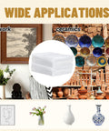 Wide applications of 100 Pack 8x10 Inch Cushion Foam Pouches for dish packing and moving with artworks and ceramics shown.