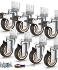 No Fuss Side Mount Casters 2 Inch L Shaped Rubber Furniture Wheels Set Of 8 With Wheel Brakes for quiet rolling office chairs.