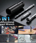 4 in 1 multifunctional impact wrench accessories including sockets, drill bits, and screwdrivers for Mgym 500Nm Cordless Impact Wrench.