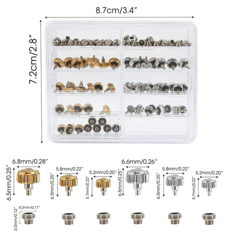 120 Piece Watch Crown Replacement Set Fits Calibre 3135 3235 3335 Waterproof Down Screw Copper Bronze Link Kit With Crowns And Tubes