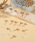 320 Piece Ball Post Earring Stud Set For Jewelry Making, Round Ball Posts With Silicone Ear Plugs, Safe Rust Resistant Metal, Lightweight And Skin Friendly For Women And DIY Jewelry Projects; silver and gold studs with backs