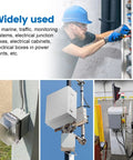 Worker installing Two Pack 1/2 Inch NPT Stainless Steel Waterproof Cable Gland in junction boxes across various industrial settings.