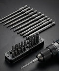 Tough As Nails 11 Piece Security Torx Bit Set Featuring Quarter Inch Hex Shank Magnetic Tamper Proof Star Drivers crafted from S2 steel.
