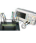 Two SQ200 And Four SQ10 Handsfree Probes Kit For PCB Testing And Soldering connected to an oscilloscope
