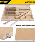 Pro Grade 8 Piece Wood Lathe Chisel Set With Wooden Box For Precision Cutting And Smooth Detailing In Woodworking Hurricane HSS Tools