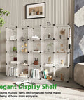 20 Cube Storage Organizer Shelves Unit DIY Plastic Modular Bookcase in Transparent White in a styled living room space