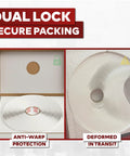 White Butyl Sealant Tape One Half Inch By Thirty Feet Mess Free Waterproof Auto Sealant For RV Windows And Roofs EPDM Patch Putty in packaging with anti-warp protection, showing deformed roll in transit.
