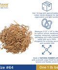 Heavy Duty Rubber Bands Size 64 Three And A Half Inch By One Quarter Inch One Pound Bag Of 320 Natural Crepe Rubber 3.5 x 0.25 in