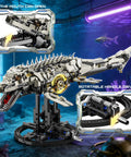 Myth Qholve Mechanical Mosasaurus Building Block Set With Precision Gear System And Hand Crank Motion Awesome Premium Display Model For STEM Learning Collectors And Interactive Display Stand Included, showcasing dynamic jaw and gear system in detailed view.