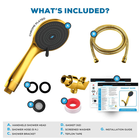High-Pressure 3-Function Handheld Shower Head With 5 Ft Hose And Bracket Wide 3.75 Inch Rain Massage And Full Body Spray Modes