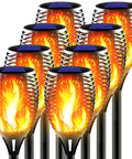 8 Pack Solar Tiki Torches With Realistic Flickering Flame, Upgraded Outdoor Decorative Lights for Garden, Pathway, and Yard