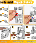 Heavy Duty Snap Button Press Kit With Carbon Steel Pliers Including 160 Leather Rivets 20 Magnetic Snaps And 40 Leather Snaps steps