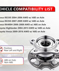 Alloy AWD Rear Wheel Hub Bearing Assembly Direct Fit For Lexus RX Series RX330 RX350 RX400H And Toyota Highlander Venza 2004 To 2016