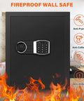 17.71 Inch Fireproof Hidden Wall Safe With Numeric Keypad And Spare Keys, anti-prying, anti-theft features
