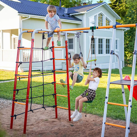 Disc Swing With Monkey Bars For Backyard Playground Set Heavy Duty Rope Swing Seat With Carabiner And 22 Inch Hanging Straps