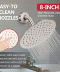 8-inch high pressure shower head with easy-to-clean nozzles from Tub Shower Faucet Set With Valve, in brushed nickel finish