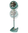 VFAN Sr Pedestal Vintage Fan Old School Metal Standing Air Circulator For Cooling And Decor 3 Speeds Adjustable Tilt And Height Green