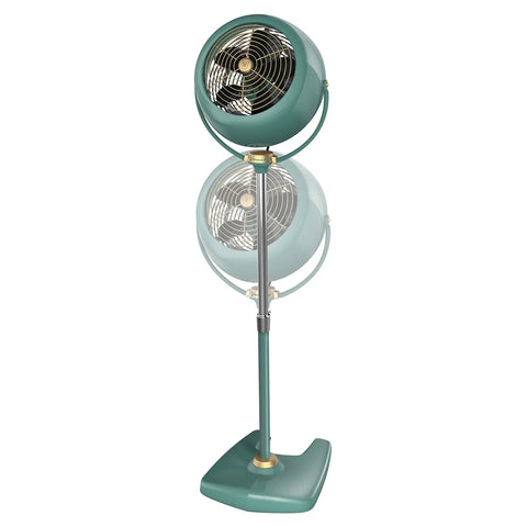 VFAN Sr Pedestal Vintage Fan Old School Metal Standing Air Circulator For Cooling And Decor 3 Speeds Adjustable Tilt And Height Green