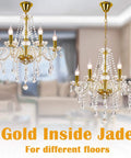 Showstopper Six Light K9 Crystal Chandelier Fixture For Dining Room And Living Areas with gold finish hanging
