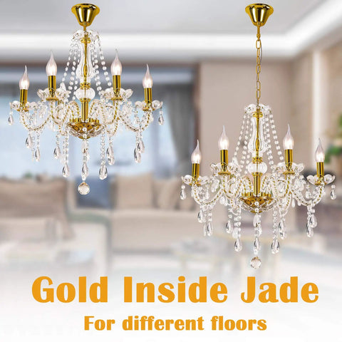 Showstopper Six Light K9 Crystal Chandelier Fixture For Dining Room And Living Areas with gold finish hanging