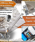 Heavy Duty Automatic Screw Feeder And Stainless Steel Powder Conveyor With Vibrating Hopper For Spices And Granules showcasing high efficiency motor and stainless steel parts.