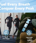 Athletes running and hiking supported by Portable 10 Liter Oxygen Canisters With Leak Proof Mask 97 Percent Pure O2 Oxygen Tank