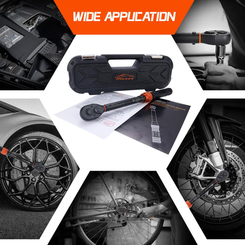 Three Eighths Inch Drive Torque Wrench 5 To 45 Ft Lb 6.8 To 61 Nm With Three Percent Accuracy Pro Grade 72 Tooth Dual Direction Mini Torque Wrench Featuring Reversible Head Quick Release And Dual Scale For Bike Maintenance, with case