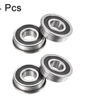 F6202-2RS Flanged Ball Bearing 15x35x11mm Double Sealed Chrome Steel ABEC1 Set Of 4 High Load Low Noise Bearings For Machinery RC Cars DIY Projects And Equipment Maintenance, 4 pcs