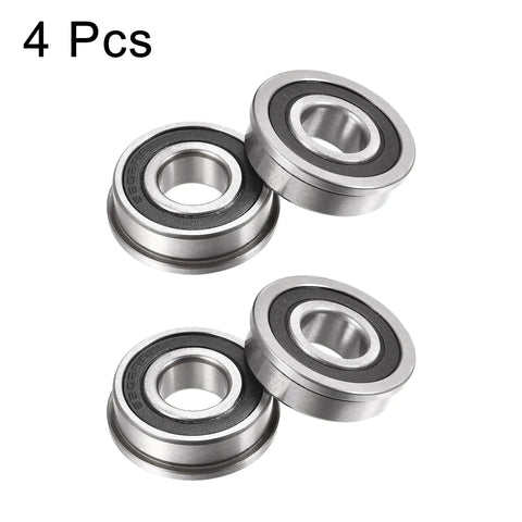 F6202-2RS Flanged Ball Bearing 15x35x11mm Double Sealed Chrome Steel ABEC1 Set Of 4 High Load Low Noise Bearings For Machinery RC Cars DIY Projects And Equipment Maintenance, 4 pcs