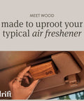 Wood Car Air Freshener With Metal Clip, Long Lasting Scent, Essential Oils, installed on car visor