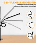 LED Desk Lamp With Clamp And USB Adapter For Home Office Clip On Light With Three Modes And Ten Brightness Levels Long Gooseneck Metal Swing Arm Architect Style Task Table Lamp Black featuring flexible gooseneck