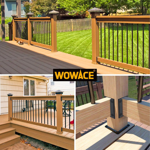 Aluminum Deck Railing Brackets Connector For 2x4 Posts To Handrails, Actual 1.5x3.5 Inches, Heavy Duty Black, 12 Pack, Durable Aluminum Alloy, Easy Install For Wooden Deck Railing Systems